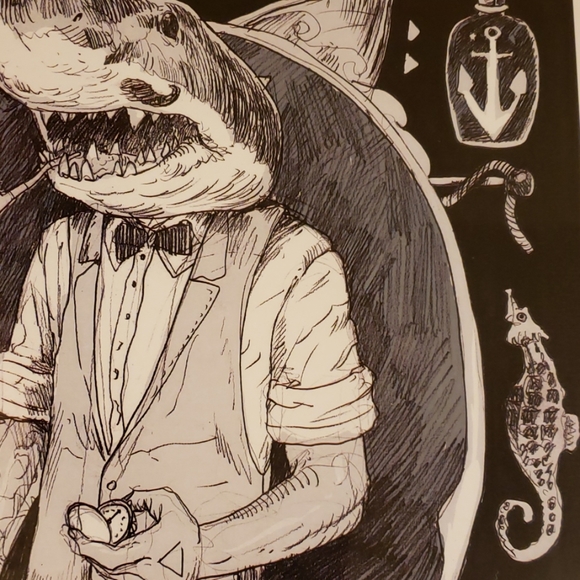 Too Fast Gentleman's Life 11" x 17" Shark Man Nautical Tattoo Flash Art Print - Picture 7 of 8